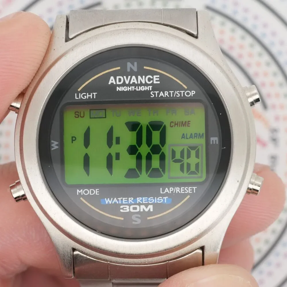 Advance Digital Sports Watch 38mm Stainless Steel Bracelet 30M Water Resistant
